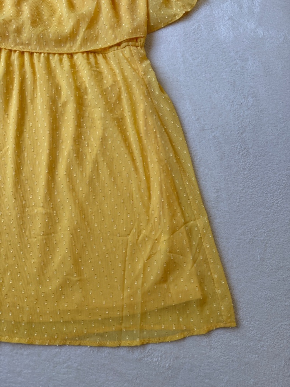 Justfab Yellow Swiss Dot Off Shoulder Mini Dress Boho Flutter Sleeve Women’s XXL - Picture 4 of 12
